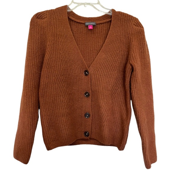 Vince Camuto pumpkin spice brown rust colored cardigan sweater size small - Picture 1 of 7